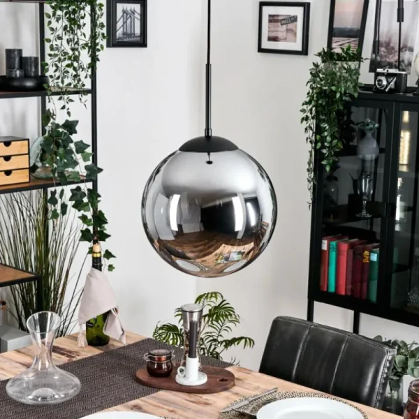 hofstein Gastor Suspension, Boule lumineuse 30 cm Fumé, 1 lumière* Lampes Modernes