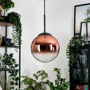 hofstein Gastor Suspension, Boule lumineuse, Suspension Clair, Cuivré, 1 lumière* Lampes En Verre