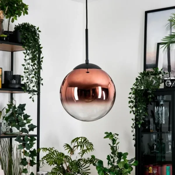 hofstein Gastor Suspension, Boule lumineuse, Suspension Clair, Cuivré, 1 lumière* Lampes En Verre