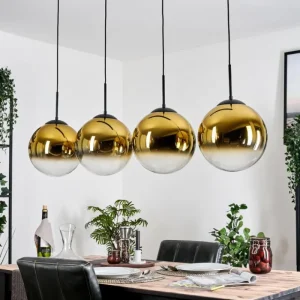 hofstein Gastor Suspension, Boule lumineuse, Suspension Or, Clair, 4 lumières* Lampes En Verre