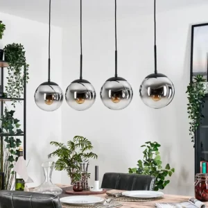 hofstein Gastor Suspension, Boule lumineuse, Suspension Chrome, Fumé, 4 lumières* Lampes Modernes