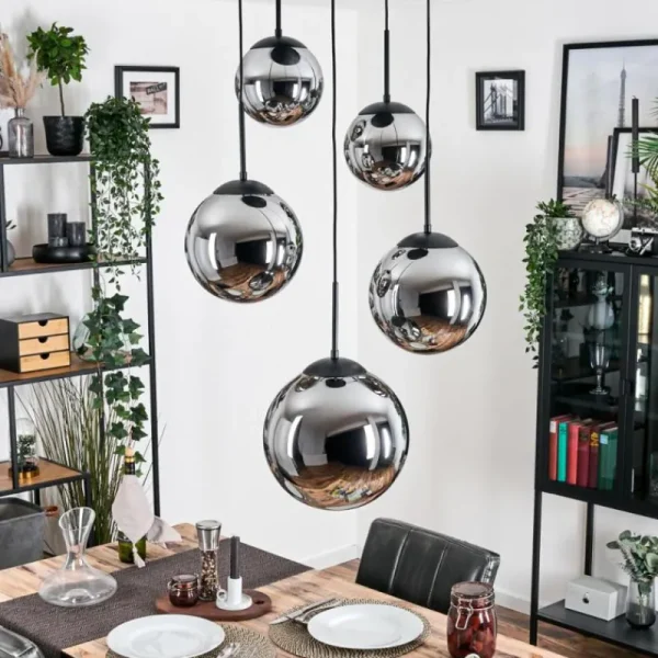 hofstein Gastor Suspension, Boule lumineuse 45 cm Noir, 5 lumières* Lampes Modernes
