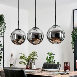 hofstein Gastor Suspension, Boule lumineuse, Suspension Chrome, Fumé, 3 lumières* Lampes Modernes