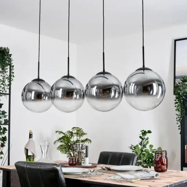 hofstein Gastor Suspension, Boule lumineuse, Suspension Clair, Fumé, 4 lumières* Lampes Modernes