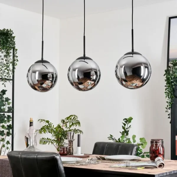 hofstein Gastor Suspension, Boule lumineuse Noir, 3 lumières* Lampes Modernes
