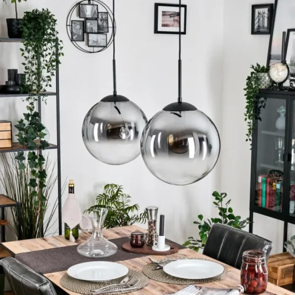 hofstein Gastor Suspension, Boule lumineuse Noir, 2 lumières* Lampes Modernes