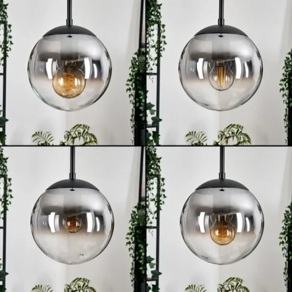 hofstein Gastor Suspension, Boule lumineuse Clair, Fumé, 3 lumières* Lampes Modernes