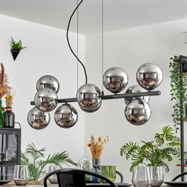 hofstein Gastor Suspension, Boule lumineuse, Suspension Chrome, Fumé, 10 lumières* Lampes Modernes