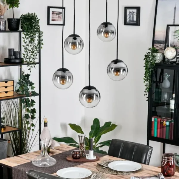 hofstein Gastor Suspension, Boule lumineuse, Suspension Clair, Fumé, 5 lumières* Lampes Modernes
