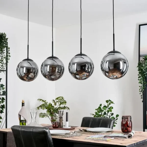 hofstein Gastor Suspension, Boule lumineuse, Suspension Fumé, 4 lumières* Lampes Modernes