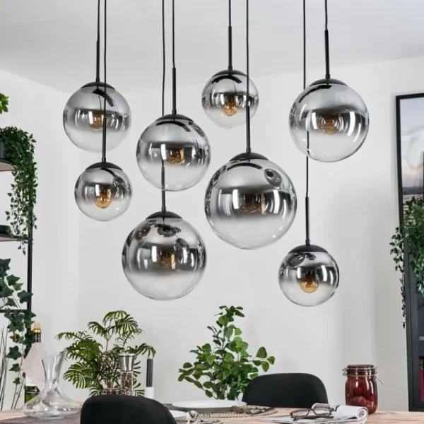 hofstein Gastor Suspension, Boule lumineuse, Suspension Clair, Fumé, 8 lumières* Lampes Modernes