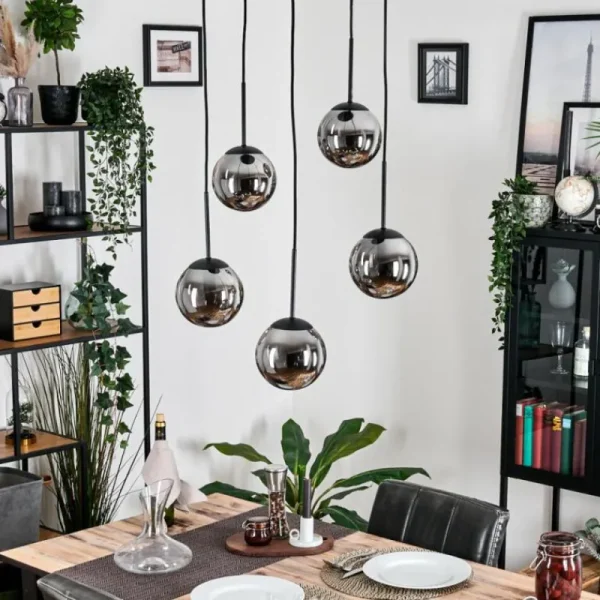 hofstein Gastor Suspension, Boule lumineuse, Suspension Fumé, 5 lumières* Lampes Modernes