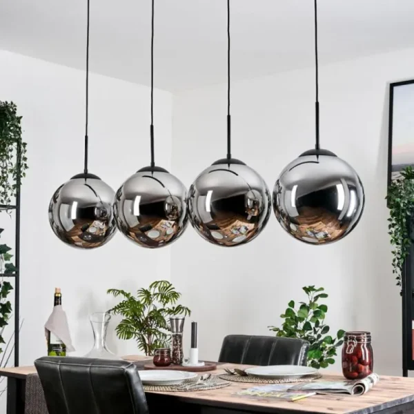 hofstein Gastor Suspension, Boule lumineuse, Suspension Chrome, Fumé, 4 lumières* Lampes Modernes