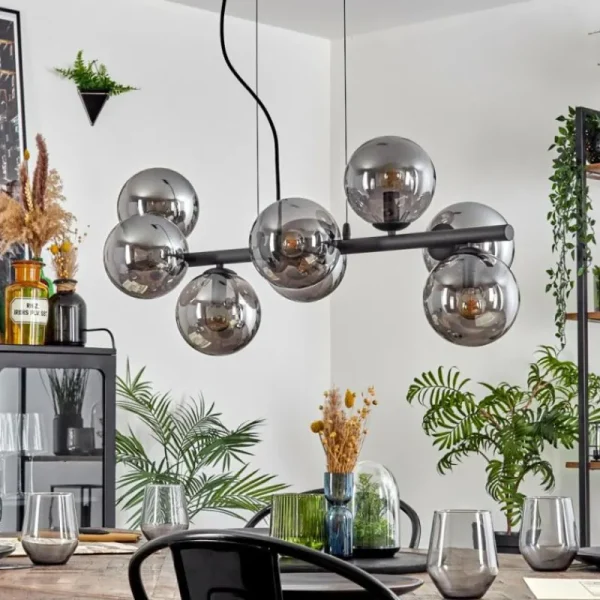 hofstein Gastor Suspension, Boule lumineuse, Suspension Fumé, 8 lumières* Lampes Modernes