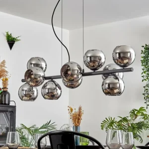 hofstein Gastor Suspension, Boule lumineuse, Suspension Chrome, Fumé, 10 lumières* Lampes Modernes