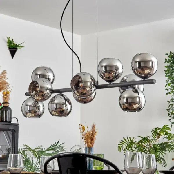 hofstein Gastor Suspension, Boule lumineuse, Suspension Chrome, Fumé, 10 lumières* Lampes Modernes