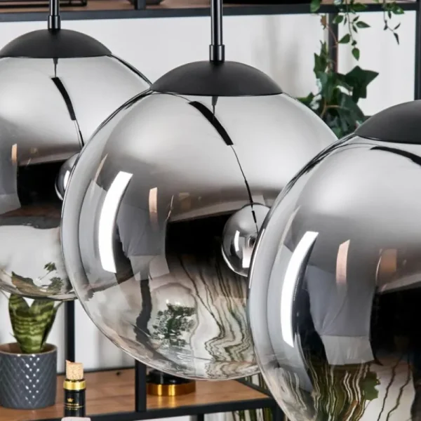 hofstein Gastor Suspension, Boule lumineuse, Suspension Chrome, Clair, Fumé, 4 lumières* Lampes Modernes