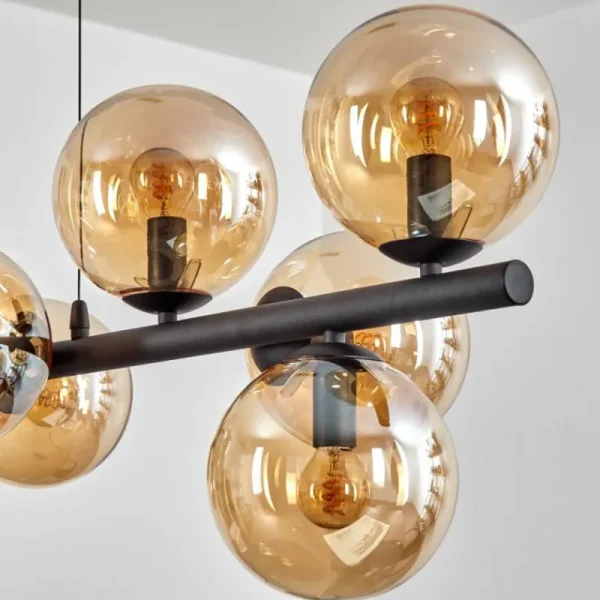 hofstein Gastor Suspension, Boule lumineuse, Suspension Ambre, 10 lumières* Lampes En Verre