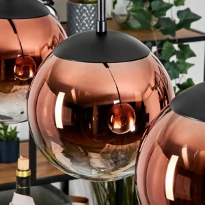 hofstein Gastor Suspension, Boule lumineuse, Suspension 20 cm Clair, Cuivré, 3 lumières* Lampes En Verre