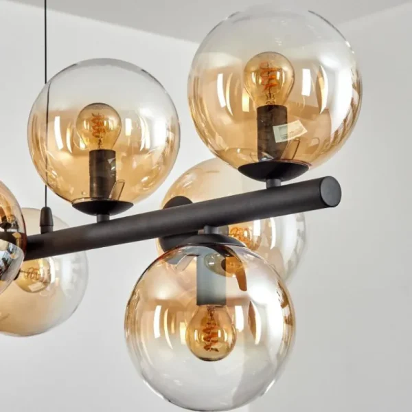 hofstein Gastor Suspension, Boule lumineuse, Suspension Ambre, Clair, 10 lumières* Lampes En Verre