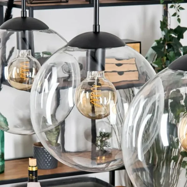 hofstein Gastor Suspension, Boule lumineuse, Suspension Clair, 4 lumières* Lampes En Verre