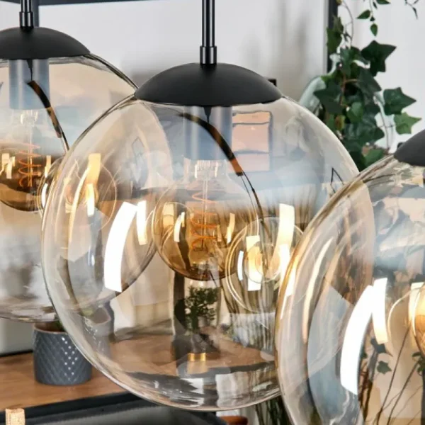 hofstein Gastor Suspension, Boule lumineuse, Suspension Ambre, Clair, 4 lumières* Lampes En Verre
