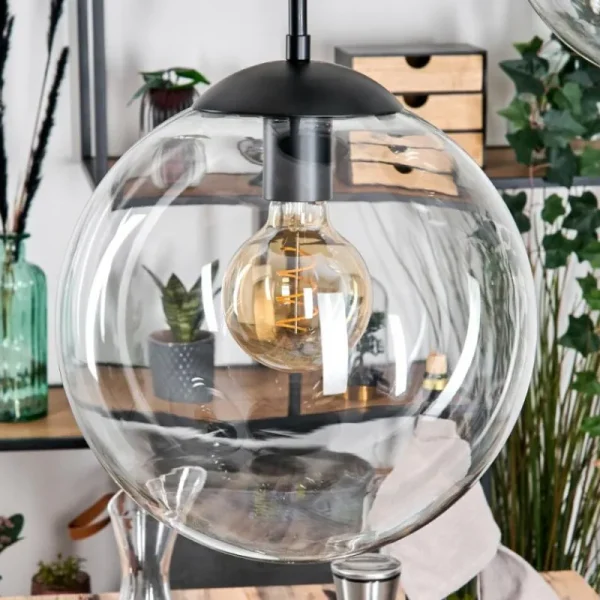 hofstein Gastor Suspension, Boule lumineuse 45 cm Noir, 5 lumières* Lampes En Verre