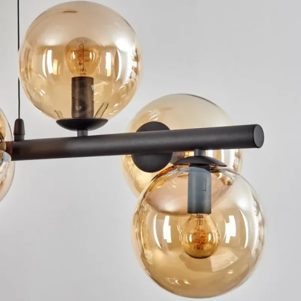 hofstein Gastor Suspension, Boule lumineuse, Suspension Ambre, 8 lumières* Lampes En Verre