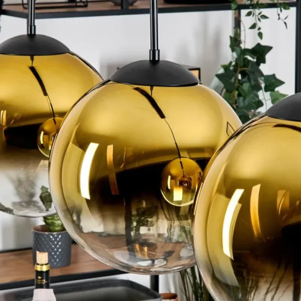 hofstein Gastor Suspension, Boule lumineuse, Suspension Or, Clair, 4 lumières* Lampes En Verre