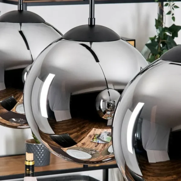 hofstein Gastor Suspension, Boule lumineuse, Suspension Chrome, Fumé, 3 lumières* Lampes Modernes