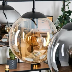 hofstein Gastor Suspension, Boule lumineuse, Suspension Ambre, Fumé, 3 lumières* Lampes Modernes