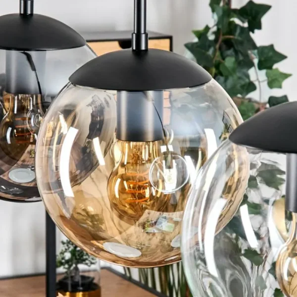 hofstein Gastor Suspension, Boule lumineuse Ambre, Clair, Fumé, 3 lumières* Lampes Modernes