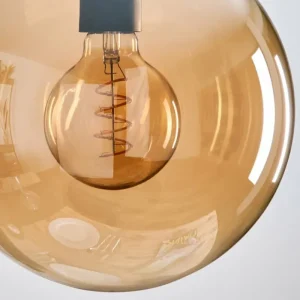 hofstein Gastor Suspension, Boule lumineuse 30 cm Ambre, Fumé, 3 lumières* Lampes Modernes