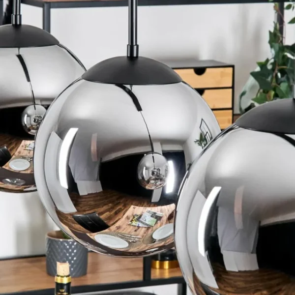 hofstein Gastor Suspension, Boule lumineuse Noir, 3 lumières* Lampes Modernes