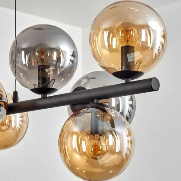 hofstein Gastor Suspension, Boule lumineuse, Suspension Ambre, Fumé, 10 lumières* Lampes Modernes