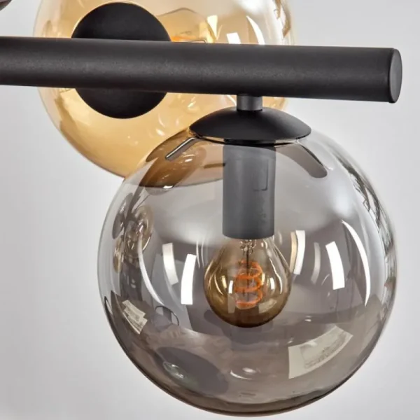 hofstein Gastor Suspension, Boule lumineuse, Suspension Ambre, Fumé, 8 lumières* Lampes Modernes