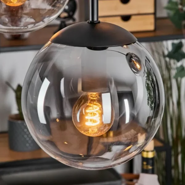 hofstein Gastor Suspension, Boule lumineuse, Suspension Ambre, Clair, Fumé, 5 lumières* Lampes Modernes