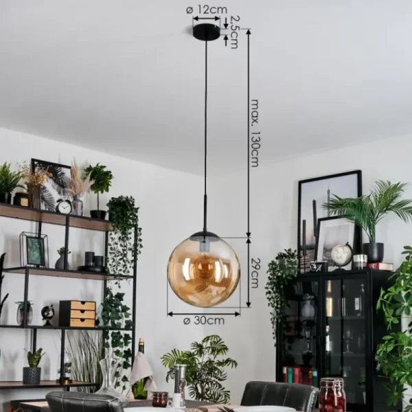 hofstein Gastor Suspension, Boule lumineuse Ambre, 1 lumière* Lampes En Verre