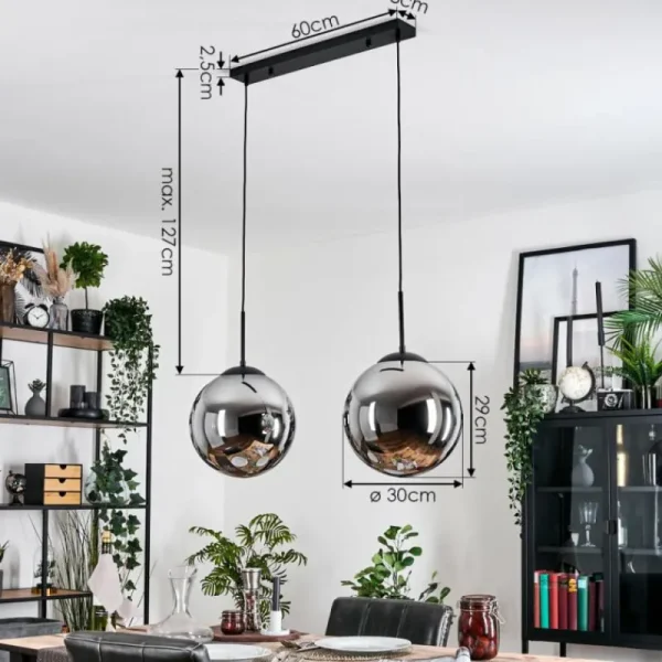 hofstein Gastor Suspension, Boule lumineuse, Suspension Noir, 2 lumières* Lampes Modernes