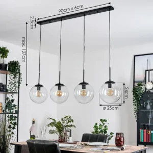 hofstein Gastor Suspension, Boule lumineuse, Suspension Clair, 4 lumières* Lampes En Verre