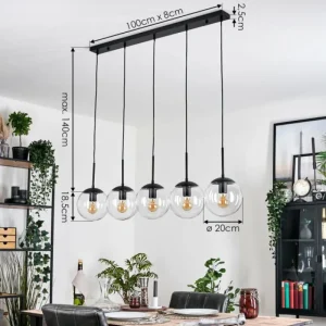 hofstein Gastor Suspension, Boule lumineuse, Suspension Clair, 5 lumières* Lampes En Verre