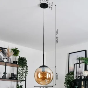 hofstein Gastor Suspension, Boule lumineuse 25 cm Ambre, 1 lumière* Lampes En Verre