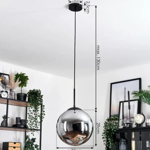 hofstein Gastor Suspension, Boule lumineuse 30 cm Fumé, 1 lumière* Lampes Modernes