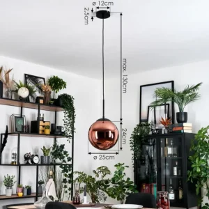 hofstein Gastor Suspension, Boule lumineuse, Suspension Cuivré, 1 lumière* Lampes En Verre