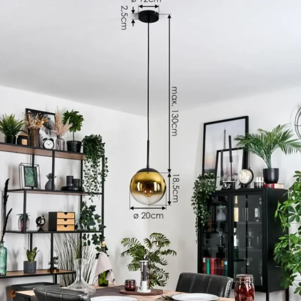 hofstein Gastor Suspension, Boule lumineuse 20 cm Or, Clair, 1 lumière* Lampes En Verre
