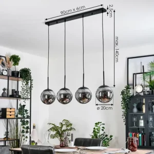 hofstein Gastor Suspension, Boule lumineuse, Suspension Fumé, 4 lumières* Lampes Modernes