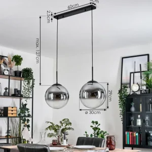 hofstein Gastor Suspension, Boule lumineuse Noir, 2 lumières* Lampes Modernes