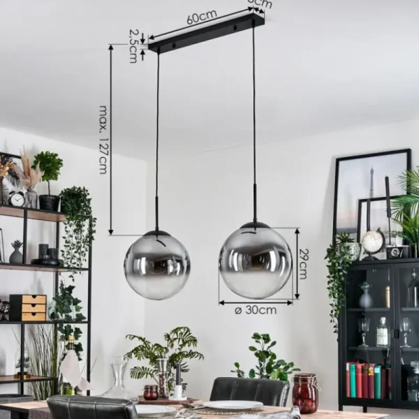 hofstein Gastor Suspension, Boule lumineuse Noir, 2 lumières* Lampes Modernes