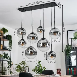 hofstein Gastor Suspension, Boule lumineuse, Suspension Clair, Fumé, 8 lumières* Lampes Modernes