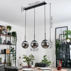 hofstein Gastor Suspension, Boule lumineuse Clair, Fumé, 3 lumières* Lampes Modernes